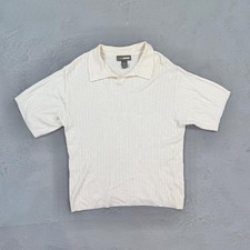 CRB Khakis Wool and Acrylic Blend Knit Open V Polo Shirt Men's Large