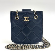 Chanel Mini Pochette Chain Shoulder Bag Women Black One Size