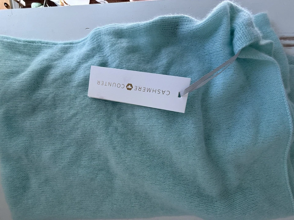 ✿ Contador de Cachemira 100% Cachemira Bufanda Verde Menta Mantón Suave Nuevo con Etiquetas Foto 4 de 4