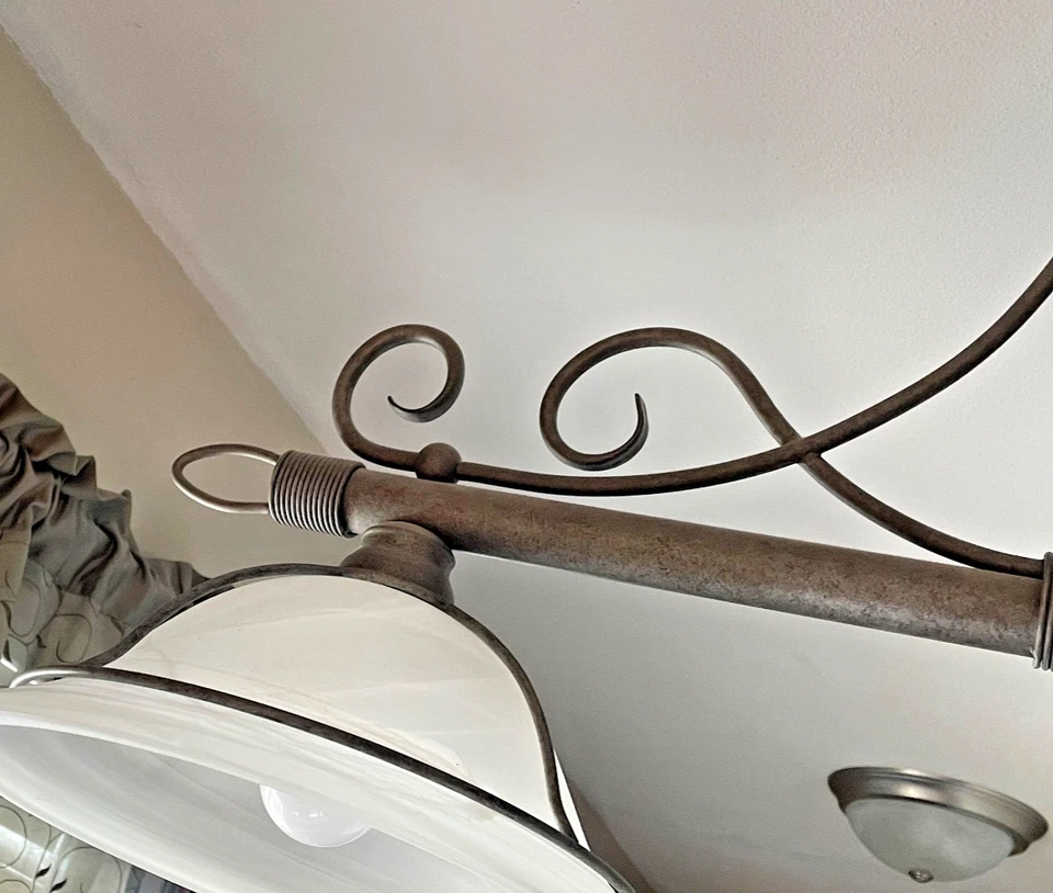 ВИНТАЖНАЯ барная островная 2 СВЕТЛАЯ ЛЮСТРА с втулкой из никелевого матового стекла деревенская стильная - Изображение 3 из 4