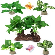 5 PCS Silk Fish Tank Plants Reptile Artificial Plant Terrarium CSet