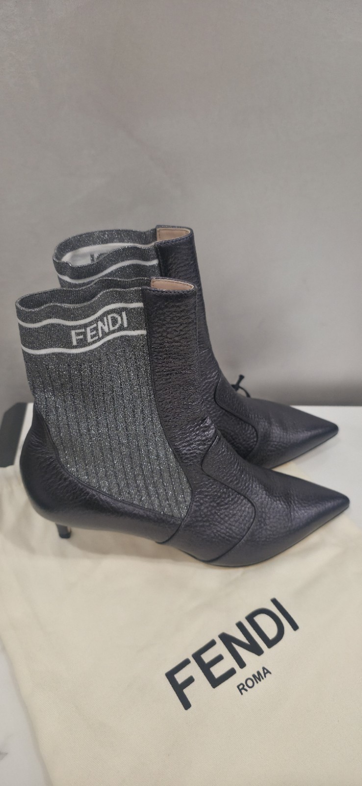 Fendi Rockoko Leather Sock Boots Size EU 37 thumbnail 2