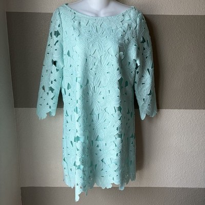 Felicity & Coco Women s Medium Belza Floral Lace Shift Dress Light Turquoise