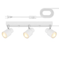 3-Light LED Track Lighting Fixture White, Ceiling Mount, Plug-in GU10 Base