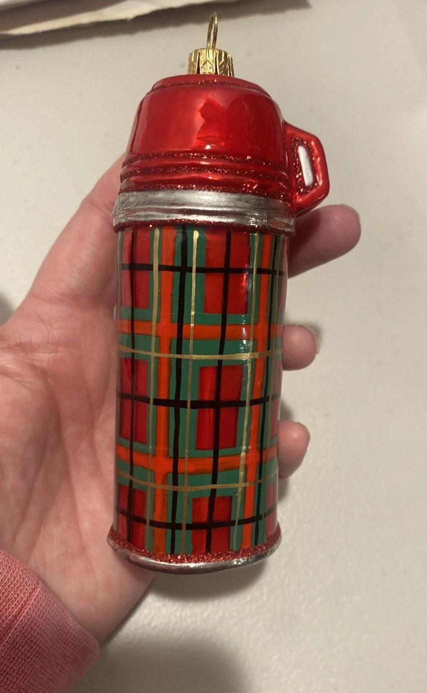 Joy To The World Glass Christmas Ornament Vtg Thermos Poland