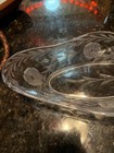 ANTIQUE  ELABORATELY ETCHED FLOWERS  GLASS DISH.  OBLONG SHAPE. EARLY 1900'S.  — photo 6