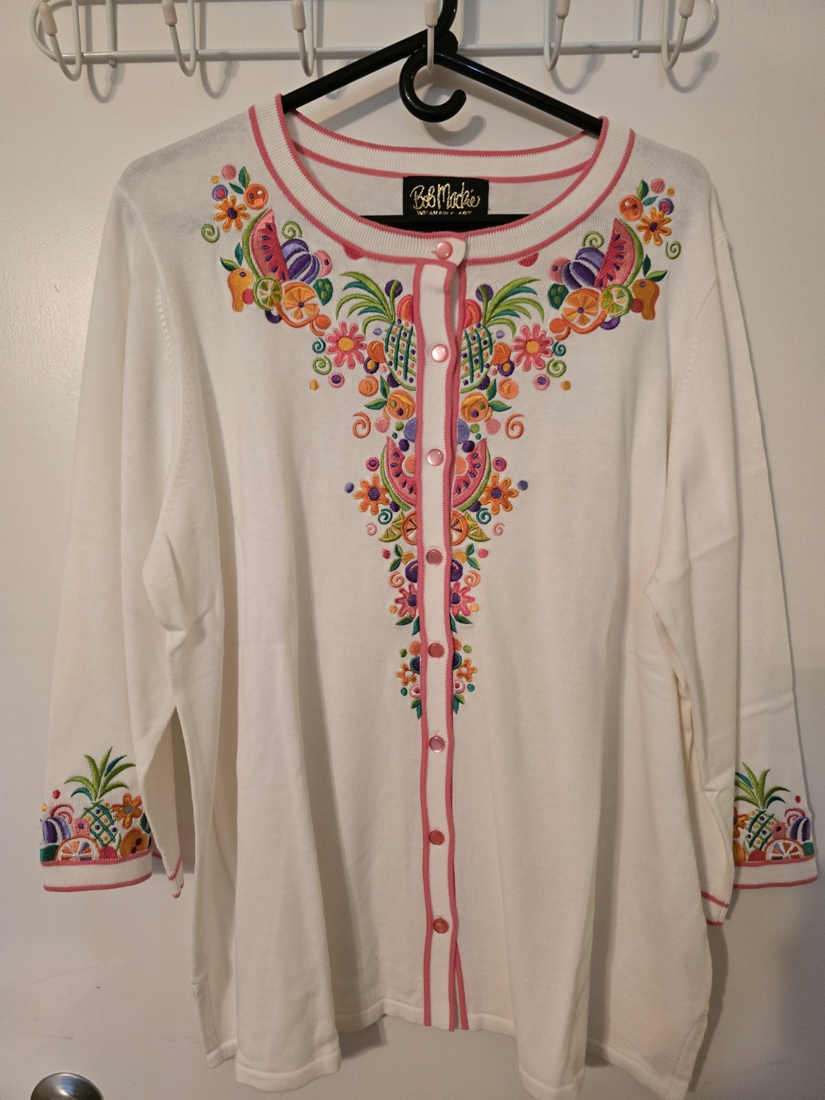 Bob Mackie Wearable Art Embroidered Cardigan  Siz… - image 1