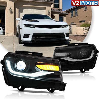 VLAND LED Headlights w/Sequential For 2014-15 Chevrolet Chevy Camaro 5th Gen Set
