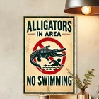 Vintage "No Swimming in Alligator Area"Tin Metal Signs Home Décor 8x12 Rustic Wa