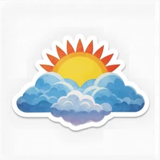 Sun And Clouds Sticker 3”x2.2”