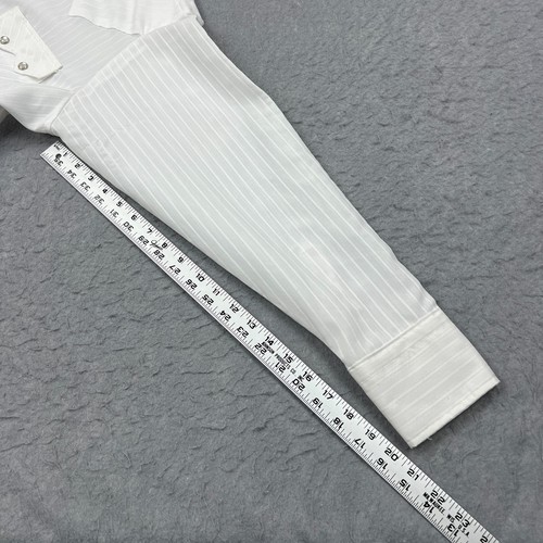 VTG DC Brand Shirt Men's 16-33 Large White Stripe Pearl Snap Sawtooth USA Made* - Picture 13 of 15