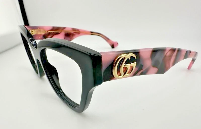 Monturas de gafas Gucci auténticas GG 1424O 010 negro rosa 50-18-145 Italia Foto 2 de 4
