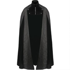 Men's Medieval Renaissance Cloak Victorian Steampunk Gothic Cape Costume Black