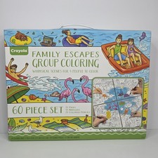 NEW Crayola Family Escapes Group Coloring Scenes 60 Pc Set Markers Pencils Pages