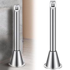 Large Capacity Steel Outdoor Trash Can with Lock - 43.3" Silver Slant Design