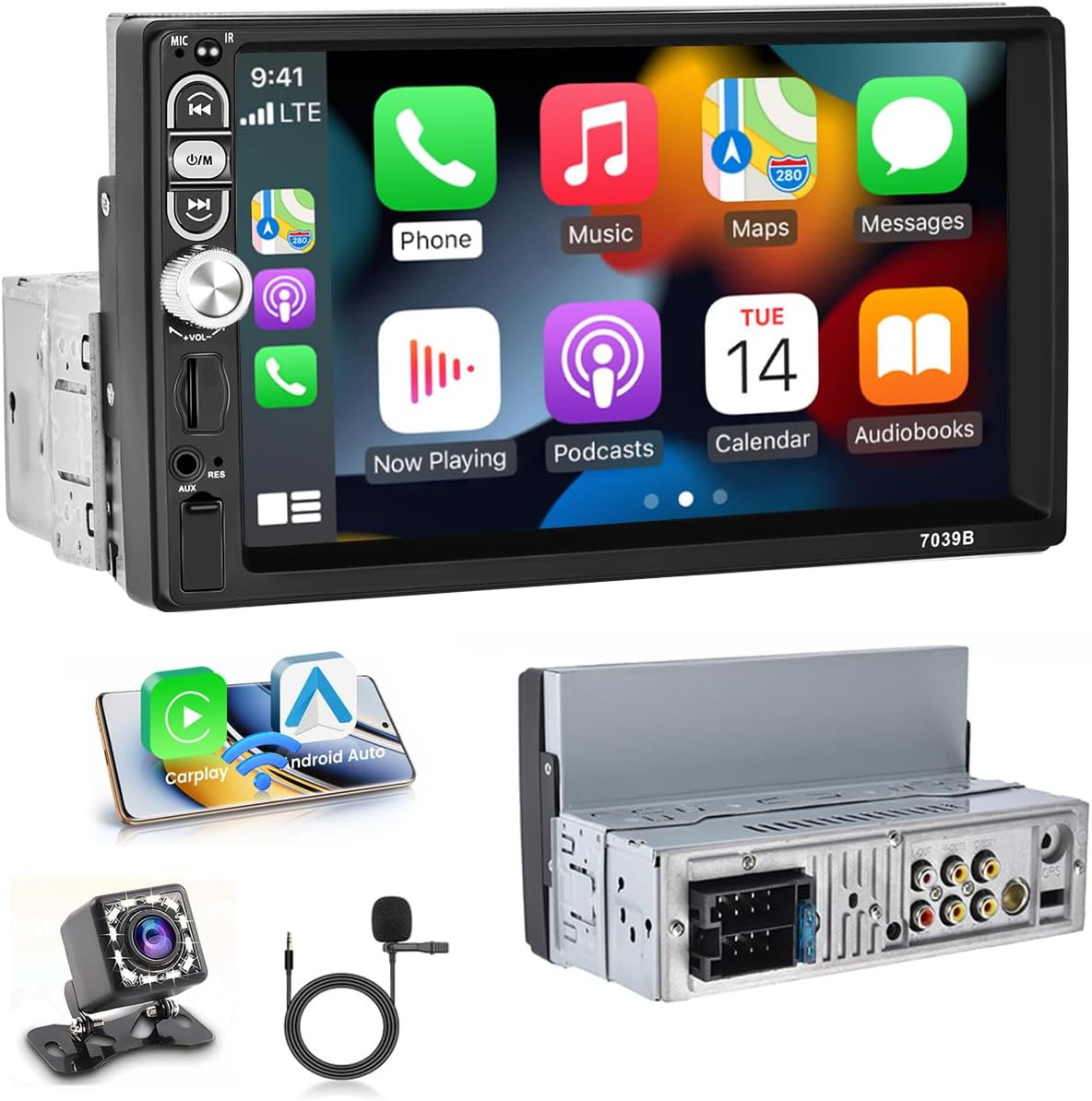 Stereo Auto 1 Din con Schermo 7 Pollici: CarPlay Wireless & Android Auto