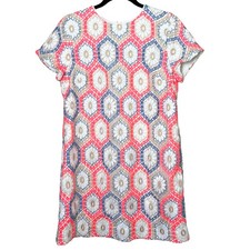 Lilly Pulitzer Leyla Crochet Shift Dress Coral Blue Size 4 Coastal Preppy Resort
