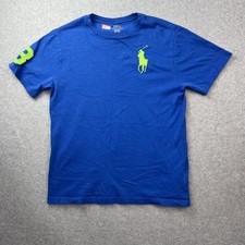 Polo Ralph Lauren Shirt Boys Large 14-16 Blue Big Pony 3 Sleeve Graphic Logo
