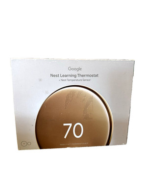 Google Nest Learning Thermostat 4th Gen Polished Gold + Temperature Sensor. NIB