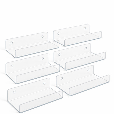 Lifewit Floating Shelves 12 Inch Clear Acrylic Bathroom Vanity Shelf 6 Pack