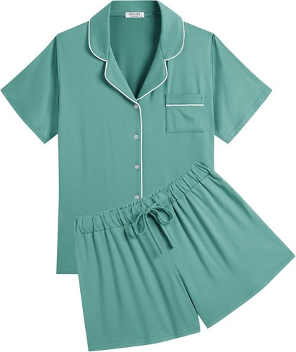 Women Pajamas Set Soft Classic Bride Pjs Comfy Short Sleeve Sleepwear Loungewear - Foto 16 di 70