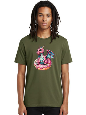 Pink-Dragon-Donut-1 Mens Graphic Tee, 100% Cotton, Casual Summer Wear