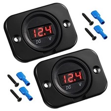 2 Pcs 12v 24v Digital Voltmeter Gauge for Car Truck, Waterproof LED Red