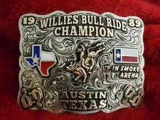 Rodeo☆1989☆X~Treme BULLRIDING Champion Trophy Buckle☆Austin Texas☆Rare☆W76