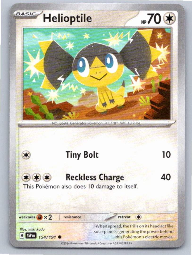 2024 POKEMON HELIOPTILE SURGING SPARKS 154/191 COMMON NM A54051 FREE S&H
