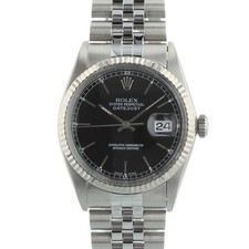 Rolex Datejust 16014 36 mm Black Stick Dial Steel Jubilee Fluted 1985 Watch
