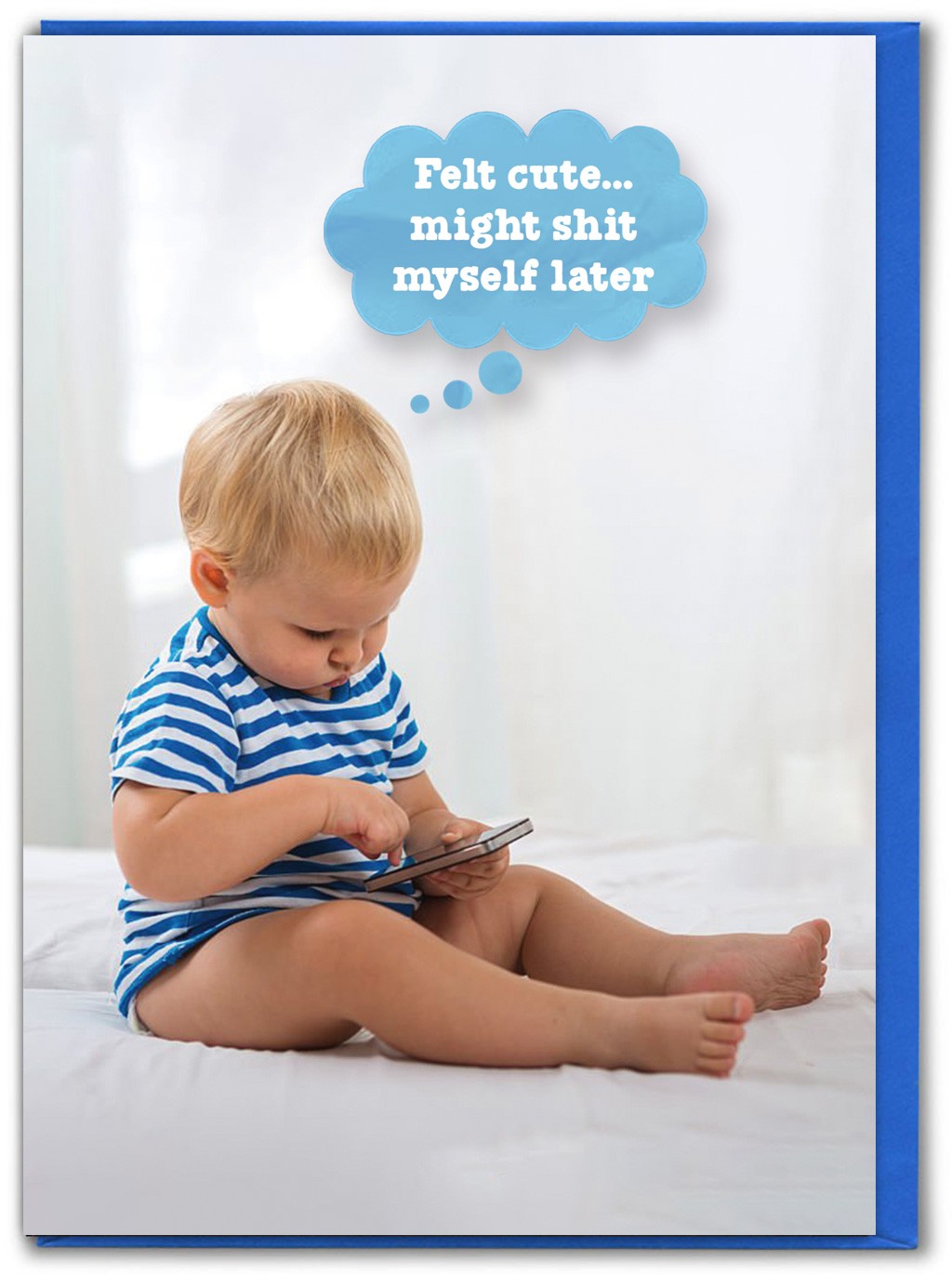 Cute New Baby Boy Card Funny Blue Congratulations Witty Amusing Novelty Humour