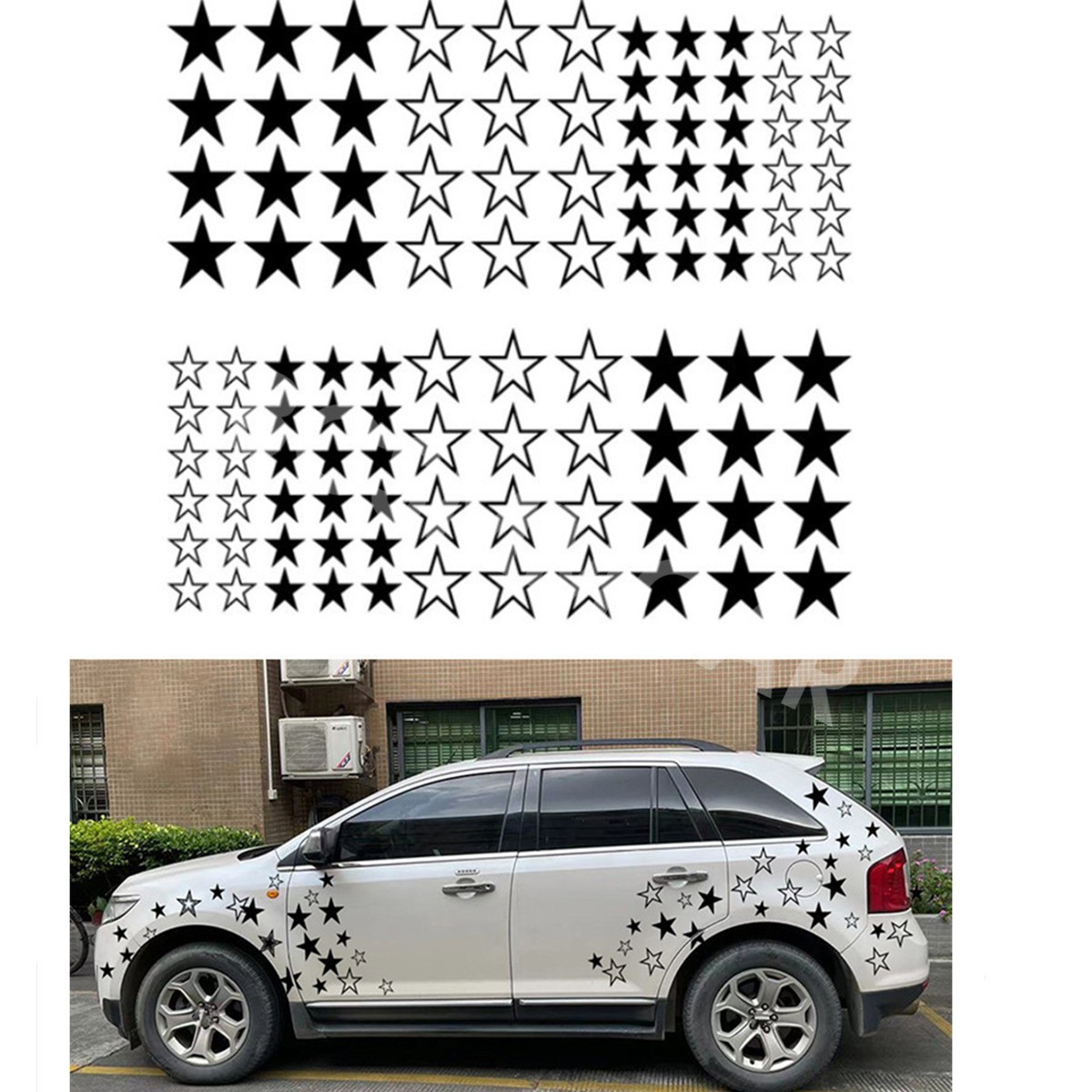 47.25x19.68in Five-Pointed Star Graphic Sticker Car Body DIY Decor Vinyl Decal