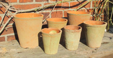 2x 3er Set Blumentopf Übertopf Aged Terracotta Landhausstil Tontopf Pflanztopf
