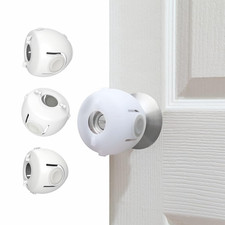 4 Pack Child Proof Door Knob Covers Baby Safety Locks for Kids Toddlers - White
