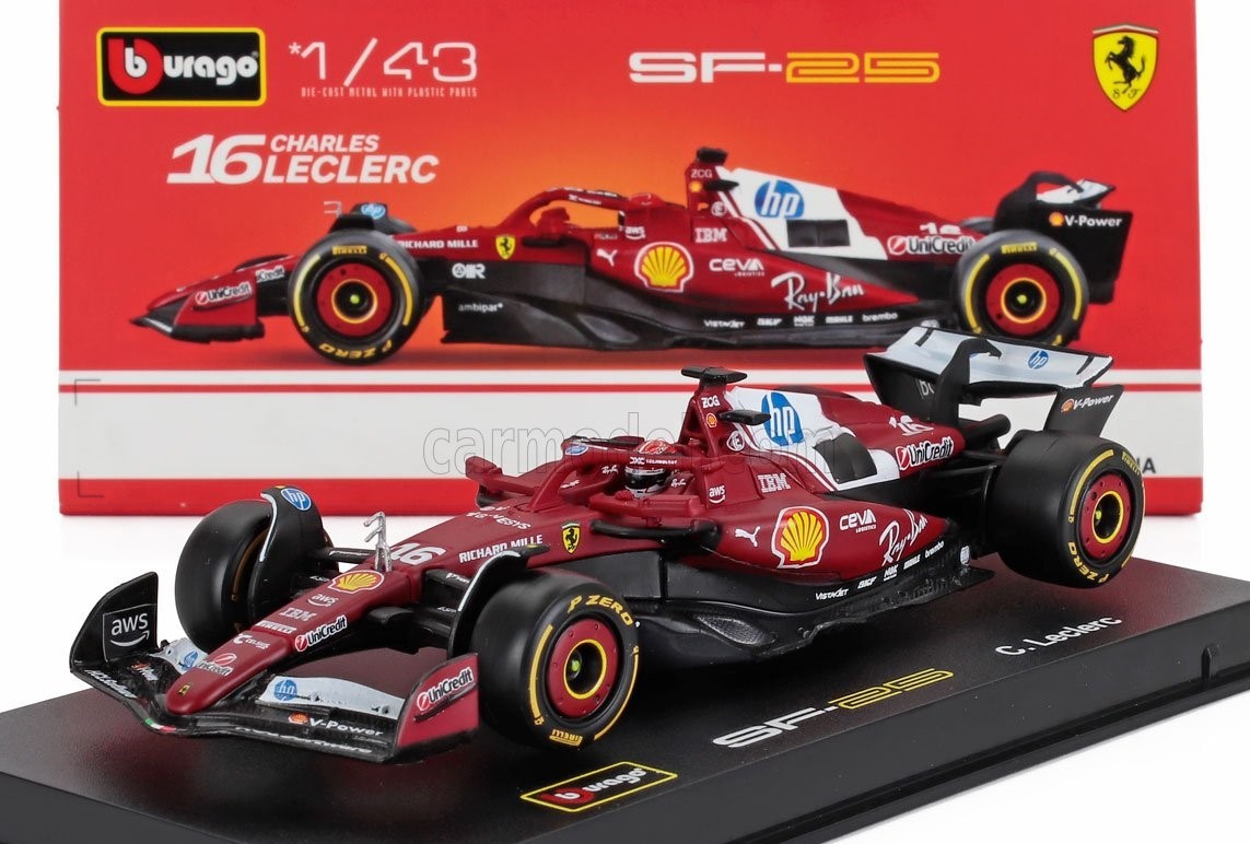 1:43 Bburago B18-36852L Charles Leclerc Ferrari SF-25 #16 2025