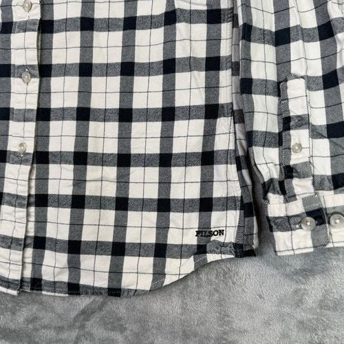 CC Filson Flannel Lightweight Button Up Shirt Black Gray White Men’s Medium - Imagen 3 de 6
