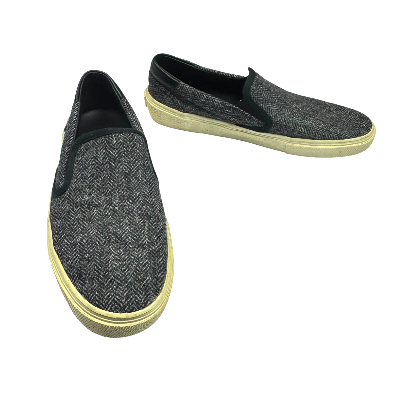 Saint Laurent Venice scarpa donna slip on spina di pesce grigio 40 5 EU 10 5 US