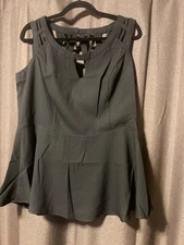 CITY CHIC TOP PEPLUM PEEKABOO COLOR BLACK SIZE  SMALL NEW WITH TAGS
