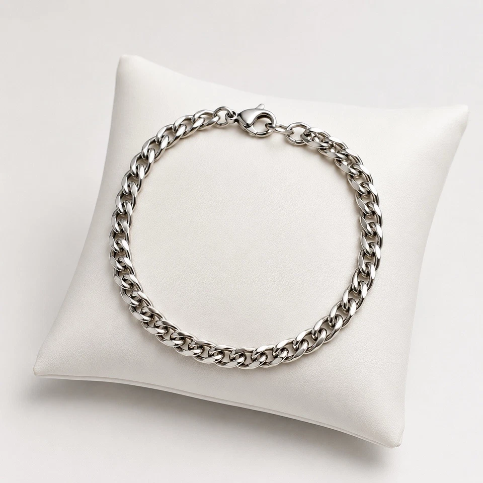Bracelet maille gourmette en acier inoxydable argenté - chic & intemporel - Photo 1/1