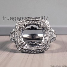 Vintage-Style Diamond Semi-Mount Engagement Ring Round Cut 11mm 925 Silver Ring