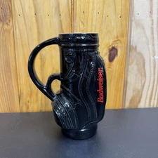 Vintage Budweiser Golf Bag Stein Black Ceramic Beer Mug 1995 Ceramarte COA Logo