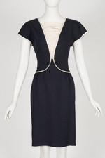 Valentino 1980s/1990s Vintage Black & Cream Silk Evening Dress Sz M