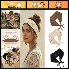3Pcs Boho Headbands for Women - Knit Bandana Hair Accessories, Stylish Scarves