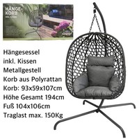 HäNgesessel Mit Gestell Bis 150Kg HäNgestuhl Schaukel Korb HäNgekorb Mit Kissen