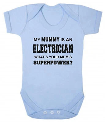 CLICK MY CLOBBER Meine Mama ist Elektrikerin Was ist deine Superkraft? Baby Body blau oder rosa