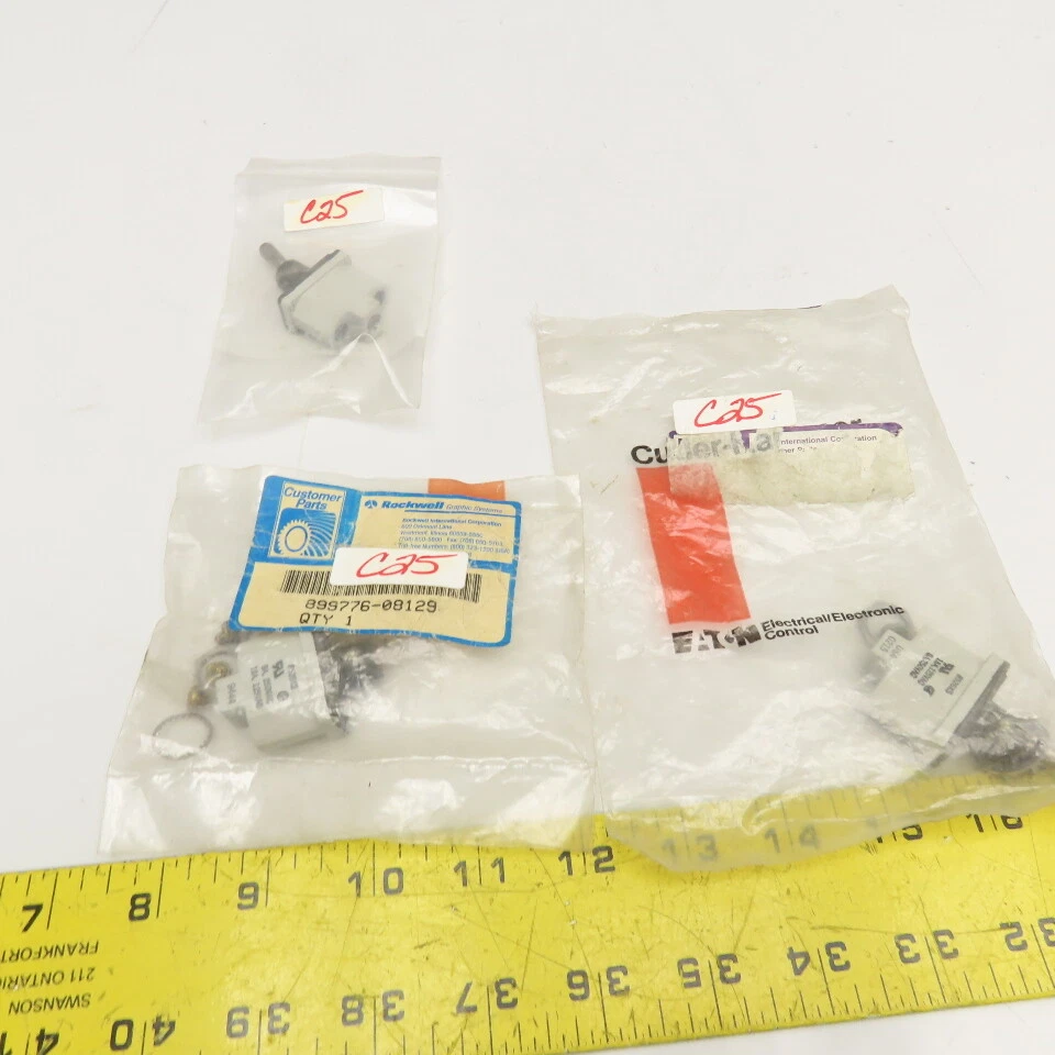 Lote de 3 interruptores de palanca de contacto momentáneo Cutler Hammer 8526K5 125/250 VCA Foto 3 de 4