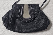 Vintage 1980s Sharif Black Leather Snake Skin Purse Handbag EXCELLENT CONDITION