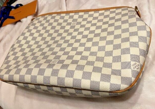 LOUIS VUITTON DAMIER AZUR DELIGHTFULL MM HANDBAG white gray w/ box & dustbag - Picture 5 of 14