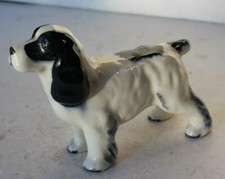 Springer Spaniel Dog Figure Standing Black White Ceramic Porcelain Hand Paint +