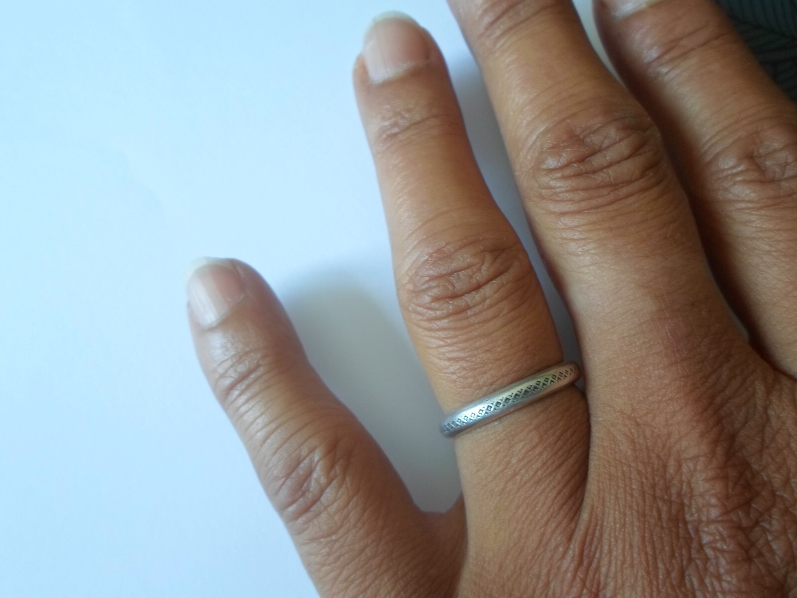 solid silver ring, chiseled ring, size 55/56 - image 1